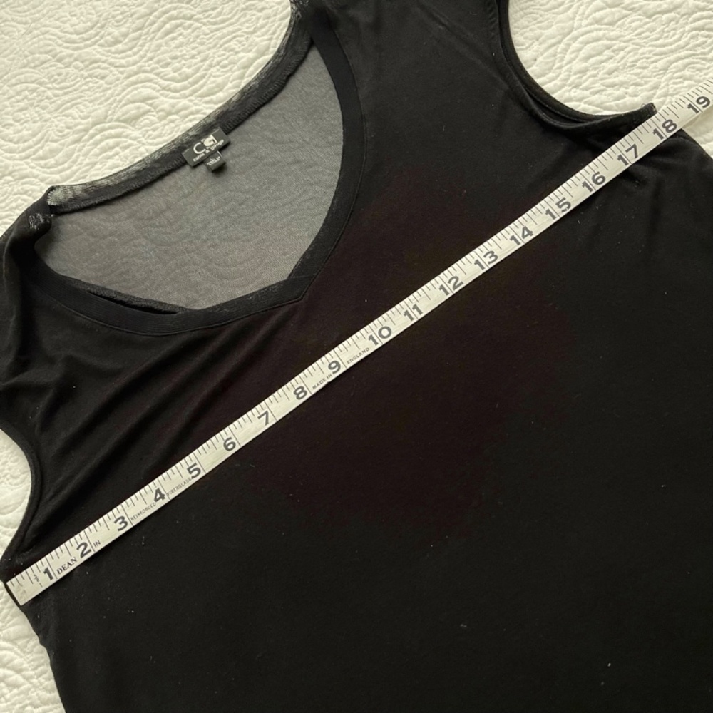 Cable and Gauge V-Neck Short Cap Sleeve Asymmetrical Black Tee Size Large - Picture 11 of 16